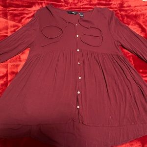 red womens button up shirt